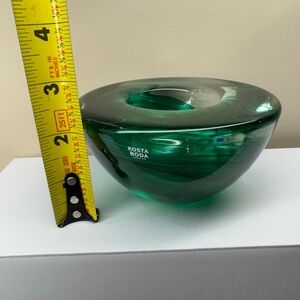 Kosta Boda of Sweden Emerald Green Swirl Atoll Votive Candle Holder